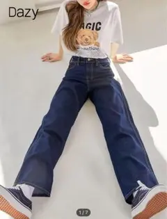 Dazy ダークブルー ストレートデニムSHEIN 2383595