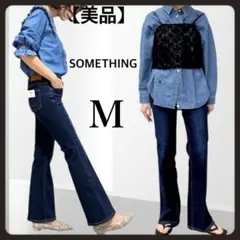 美品✨SOMETHING サムシング LISA フレア デニムパンツ M ブルー