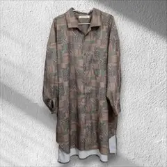 ダブルネーム　シャツワンピース　ユニセックス　オーバーサイズ　Fサイズ