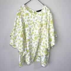 GALLORIA ギャロリア 黄色花柄ブラウス LLサイズ