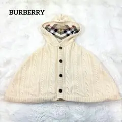 BURBERRY バーバリー ノバチェック フード付 ニット ポンチョ ベージュ