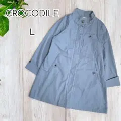 CROCODILE スタンドカラーコート　ジップアップ　ミドル丈　L