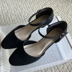 黒 ストラップ付きハイヒール 24.0cm