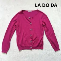 【LA DO DA】M 長袖カーディガン　ビジュー付き　ピンク　春秋