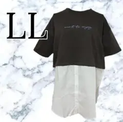 新品 レディース ゆったり 丈長め 重ね着風 LL