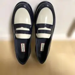 HUNTER ネイビー/ホワイト レインシューズ　UK4 23cm
