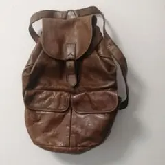 ブラウンレザー フラップ付きバックパック