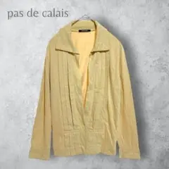 【pas de carais】　プリーツシャツカーディガン　綿100% 洗える