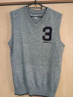 adidas グレー Vネック ベスト L/G