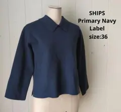 SHIPS Primary Navy Label 手洗い可 ミラノリブポロニット