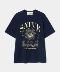 SATUR グラフィックTシャツ L ネイビー