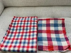 トリコロール生地　綿麻混2点セット　大きさ違いチェック