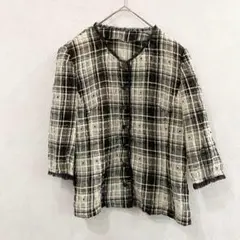 ブラウス　透け感ブラウス　チェック柄　日本製