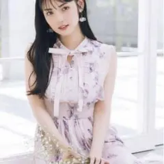 tocco closet リボン ウエストシャーリングフラワープリーツワンピ
