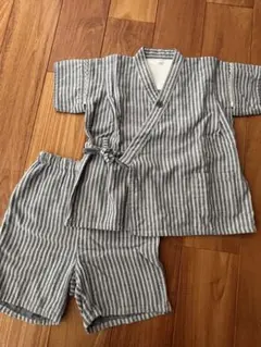 無印良品　甚平　110 キッズ　グレー　ストライプ柄