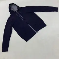 BROWNY ジップパーカー ドット柄ネイビーフード付き 長サイズL