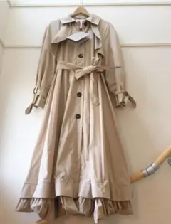 Patou パトゥ フリル ロング トレンチコート Aライン