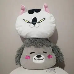 犬と猫どっちも飼ってると毎日たのしい フェイスクッション 全2種セット 新品