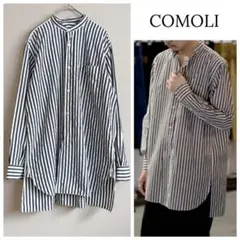 【匿名配送】COMOLI ストライプ バンドカラー　シャツ　長袖