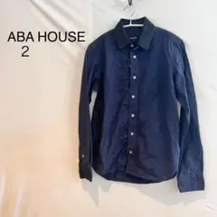 M725 アバハウス ABA HOUSE 長袖シャツ サイズ2 ネイビー