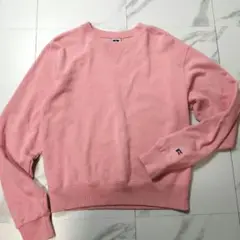 人気！ RUSSELL ピンク スゥエット ワンポイントワッペン F