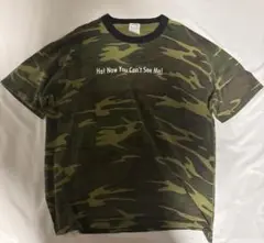 00s USA製 迷彩カモTシャツ メッセージTEE greeny
