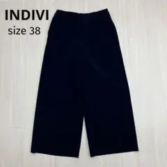 ★ INDIVI インディヴィ ワイドパンツ スラックス ネイビー 日本製 38