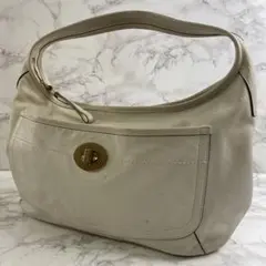 COACH コーチ ターンロック 本革 カウハイドレザー ラージ ハンドバッグ