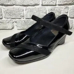 【未使用級】BeauFort ウェッジパンプス ストラップ エナメル 21.5