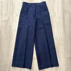 【美品】CYCLAS ワイドパンツ 34 S ネイビー シルク 日本製 シクラス