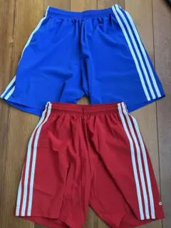 中古美品◎adidas ハーフパンツ 青 赤 3本ライン