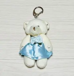 シロクマ オフホワイト 水色 マスコットキーホルダー 中古品