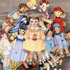コラージュ素材　可愛いペーパードール達①　オリジナル素材　ジャンクジャーナル素材