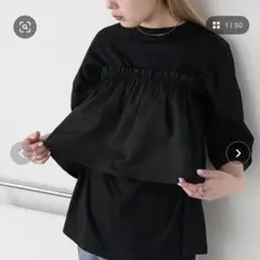 forksy. 2点セット オーバーサイズTシャツ＆ペプラムビスチェ ブラック
