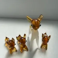 ガラス製子鹿フィギュア4体セット