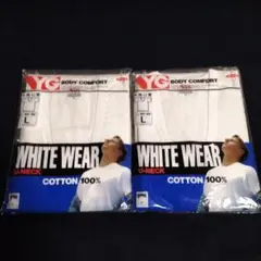 【匿名配送】YG WHITE WEAR 半袖U首 Tシャツ L２枚セット グンゼ