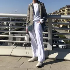 コットン素材 ワイドパンツ スウェットパンツ