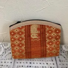 美品　タイ　小物入れ　ポーチ　オレンジ