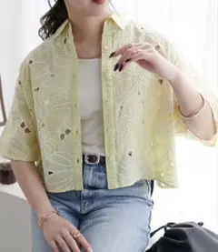 DISCOAT【India】 刺繍花柄半袖シャツ　新品