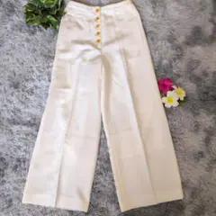 【JOSEPH】ボタン付き ワイドパンツ（34）アイボリー ハイウェスト SS