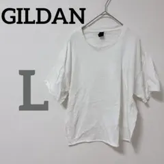 GILDAN 【L】半袖 Tシャツ カットソー 白 ゆったり オーバーサイズ
