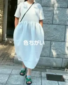 MYINE コクーンワンピースブルーロングワンピース