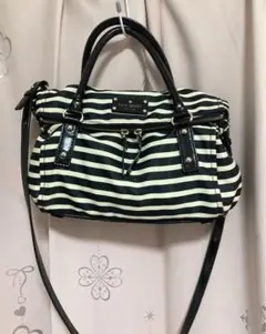 美品!ケイトスペードニューヨーク黒白ボーダーショルダー