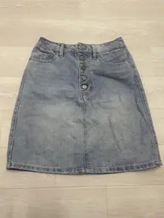 ライトブルー ボタンフロント ミニスカート