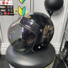 インディアン ジェットヘルメット ブラック　サイズ　FREE 箱付き　中古美品 インディアン ジェットヘルメット ブラック サイズ FREE 箱付き
