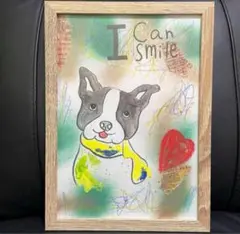 絵画　原画　現代アート　フレンチブルドッグ　アクリル画　Ａ４サイズ カラフル