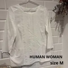 HUMAN WOMAN ブラウス ホワイト 刺繍 コットン100% Mサイズ