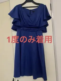 ワンピース ドレス　ネイビー　結婚式　ひざ丈　半袖