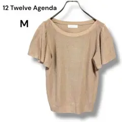 12 Twelve Agenda フレアスリーブ半袖ニット M くすみピンク