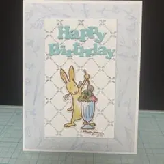③ウサギとアイスクリームの誕生日カード